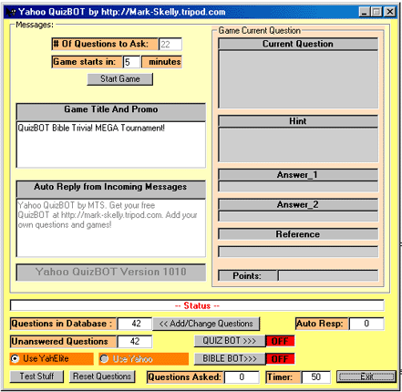 Yahoo Quizbot My Mark Skelly Quiz Bot For Yahoo Messenger